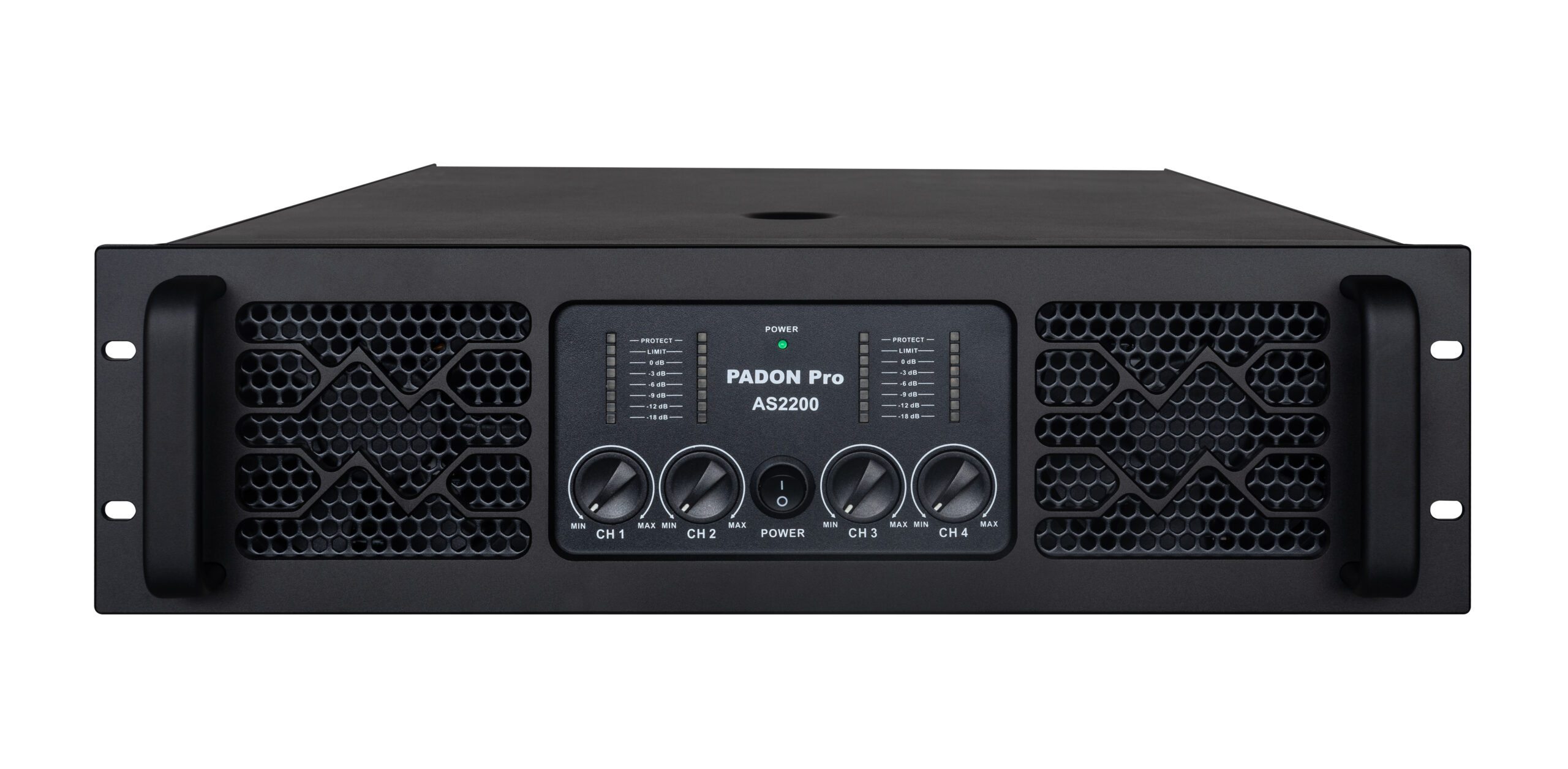PADON AS2200four channel, powerful, professional amplifier, audio equipment, 8 ohms, Class H 120v